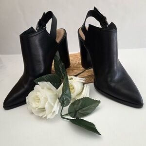 Black Slingback Block Heel Pumps | Pointed Toe | Size 9 | 4.1” Heel